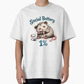 Social Battery 1% Cute Possum Meme Sticker | Introvert Anxiety Humor | Tired Opossum Animal Design by Doodle ⭐⭐⭐⭐⭐