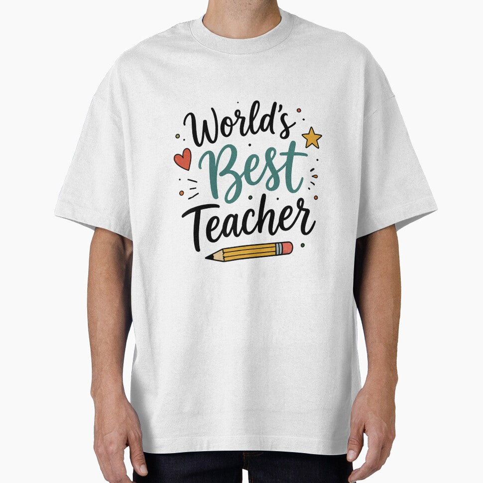 World's Best Teacher - Cute Hand Lettered Teacher Appreciation Back to School Gift Shirt by MAPDDesigns