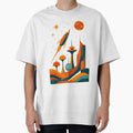 Retro Futurism Rocket Over Space City by SholoStudio