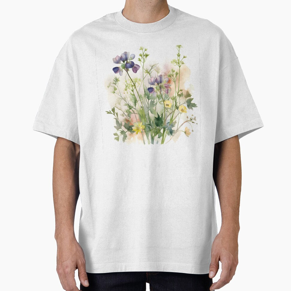 Purple Lupines and Yellow Wildflowers Watercolor by VibeShift Studio