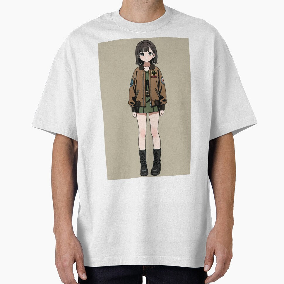 Fashion - Woman in Brown Bomber Jacket Mini Skirt Combat Boots Anime by AnimeShin