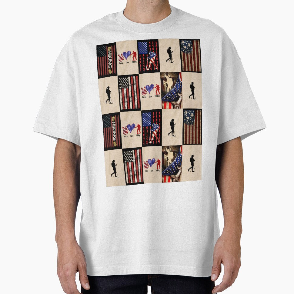 Hiking Vintage American Flag Patchwork by AletacStore