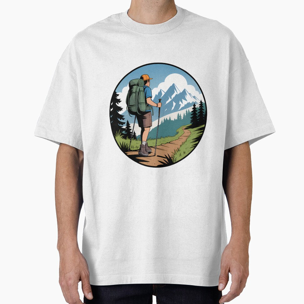 Comic Book Hiker on Mountain Trail by NiftyWrx