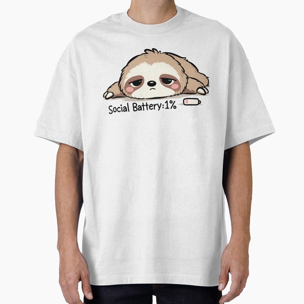 Social Battery 1% Sloth | Cute Introvert Sloth | Funny Social Battery Meme by Kutiefy-shop
