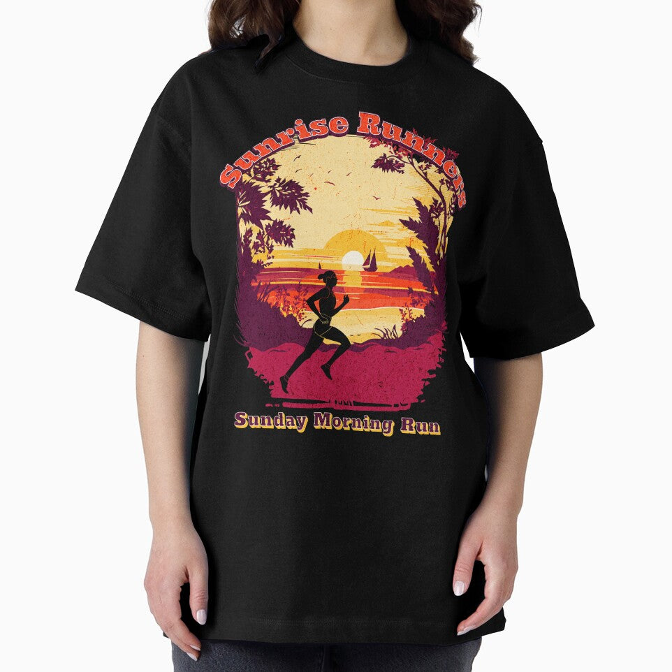 Sunrise Runner t-shirt/sweatshirt/hoodie, mom cross country gift for coach tshirt, no excuses team running tee, costume trail funny 5k 10k dad shirt. by QTR Designs