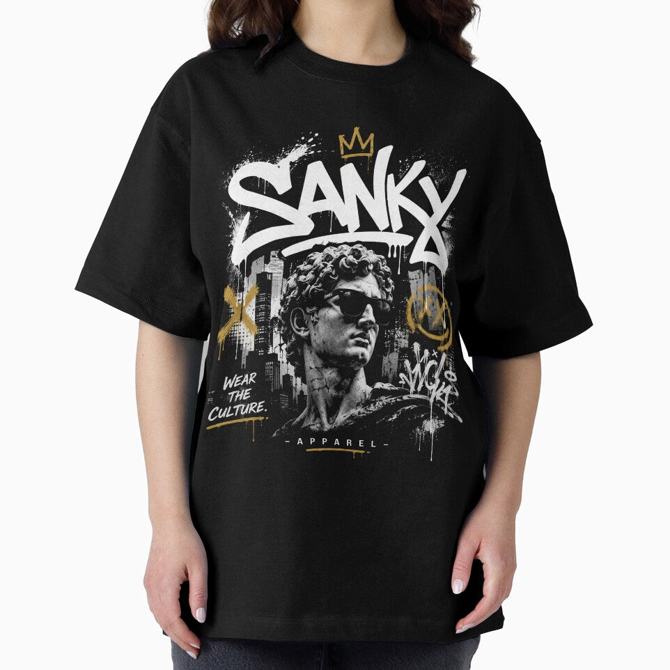 SANKY Streetwear Graffiti Statue – Urban Art Graphic by Sanky-Apparel