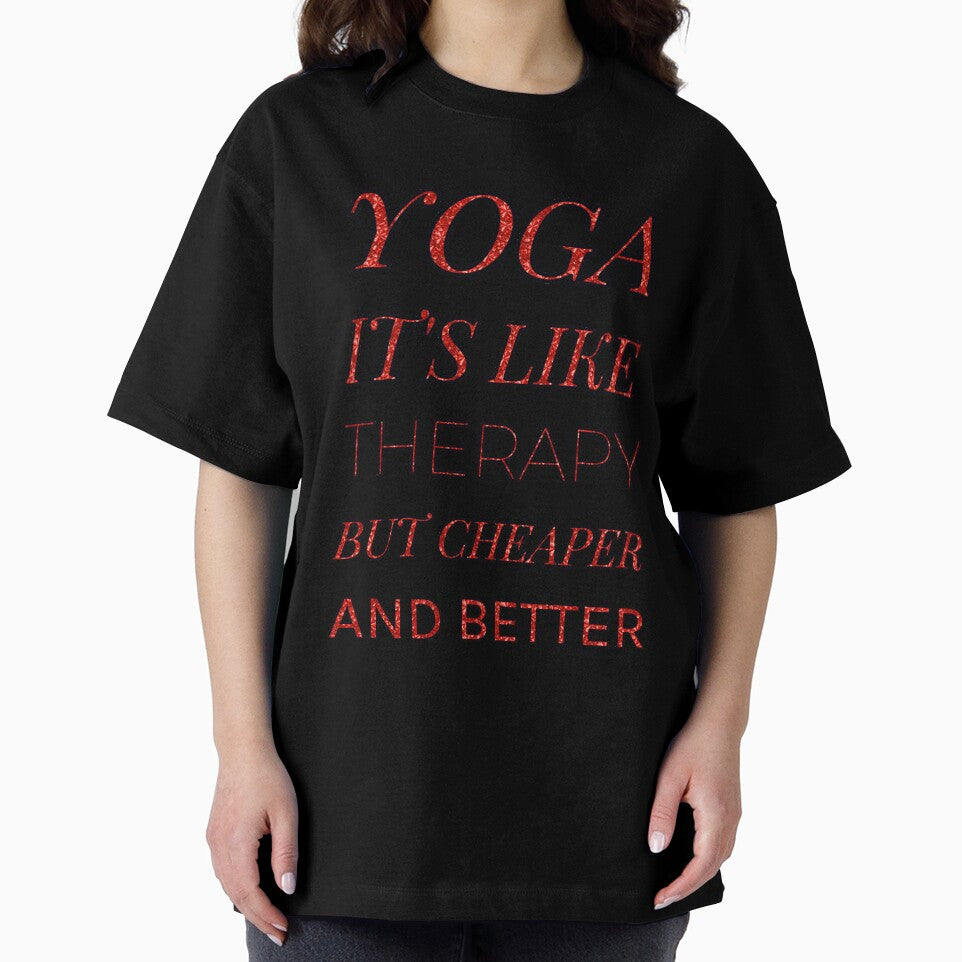 Yoga It'S Like Therapy But Cheaper And Better Red Rhinestone by TheIconSmith