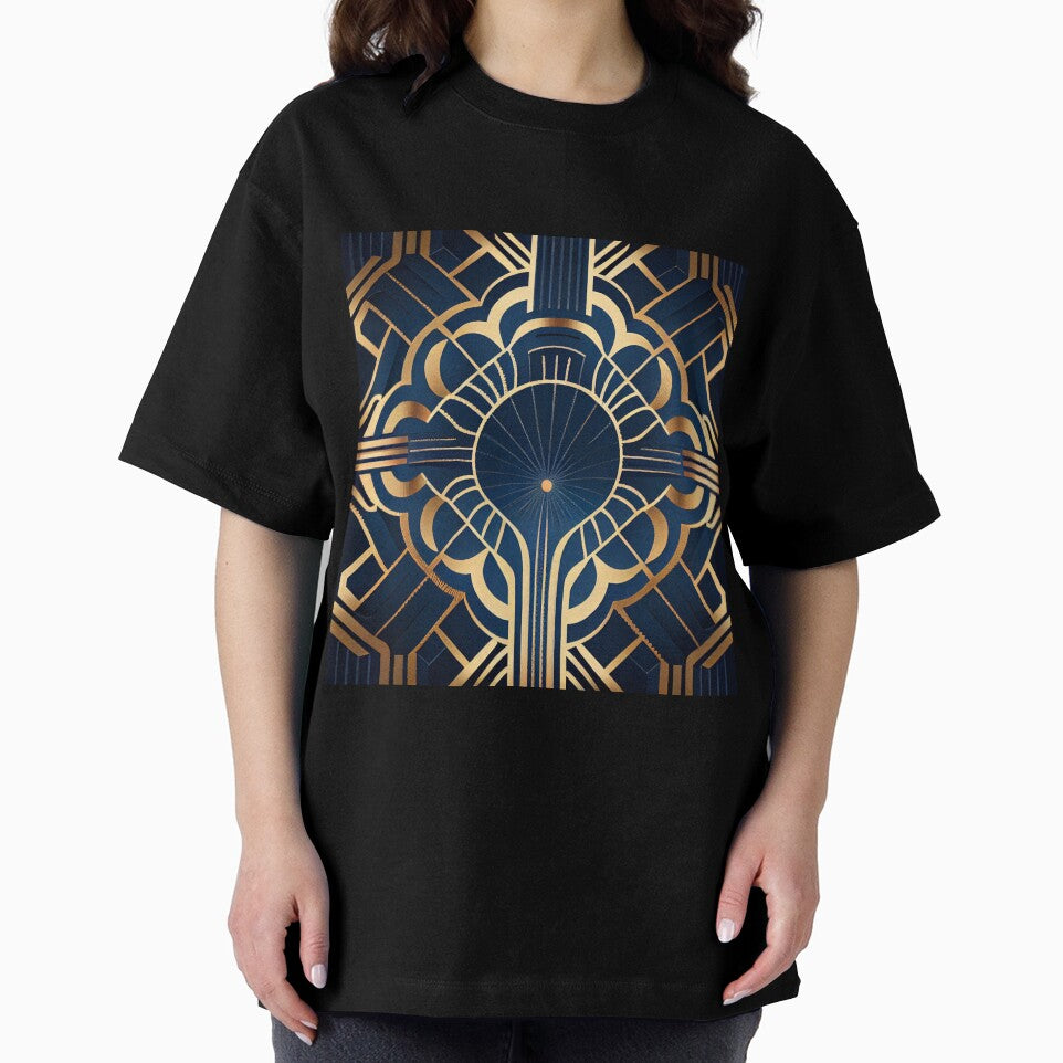 Blue Geometric Art Deco Pattern Digital Painting by CodeAndColors