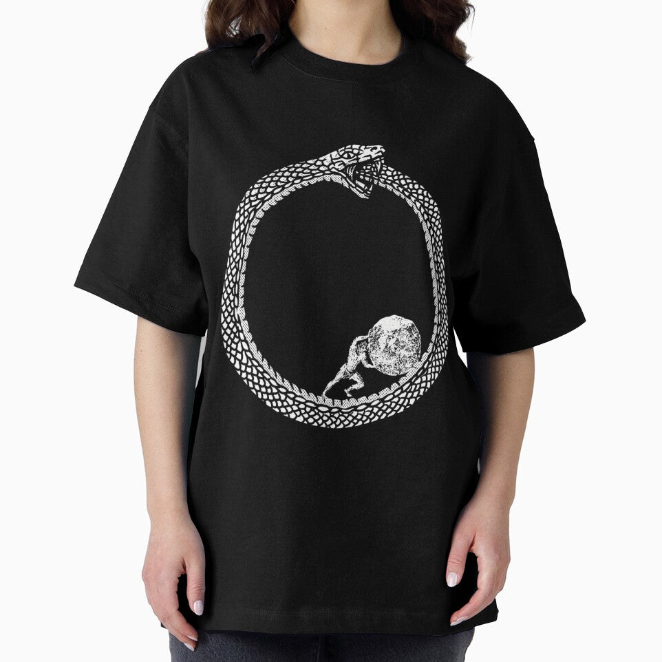 Sisyphus In An Ouroboros Snake - Unisex Philosophy T-Shirt For Existentialists by ART-KaraSikora