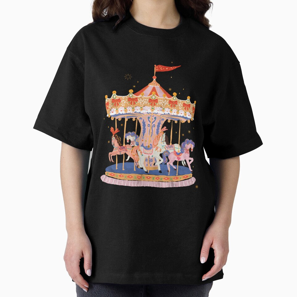 Whimsical Carousel Ride Illustration – Playful Vintage Charm by AKart19