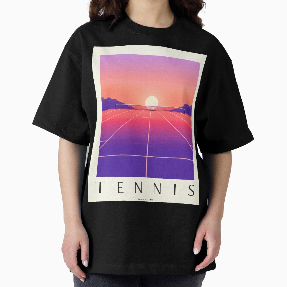 Vintage Tennis Drama On Pink Purple Court - Retro Sports Fan Wall Art by PinkNomad