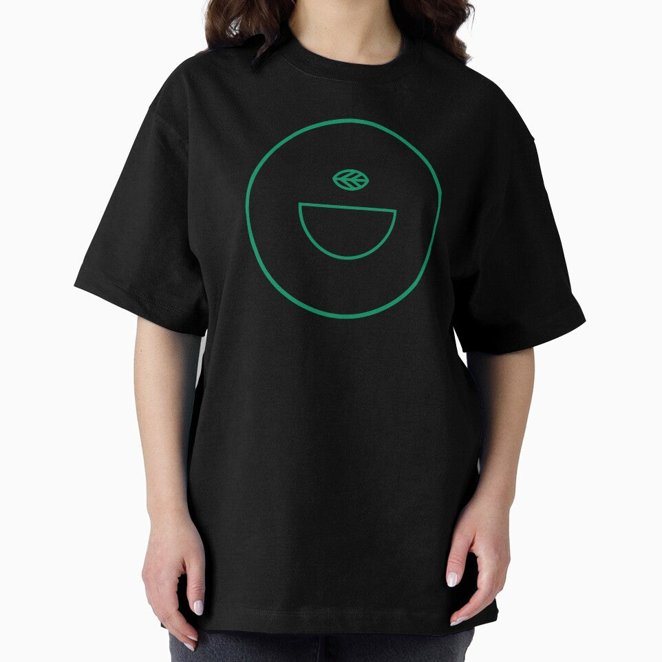 Minimalist Green Tea Cup Outline Circle by LekkieStudioArt