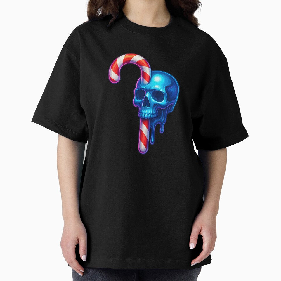 Candy Cane Skull – Neon Christmas by Savannarojas