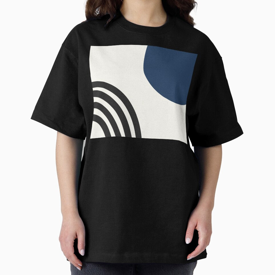 Mid century modern circle and lines in blue by CherieTree