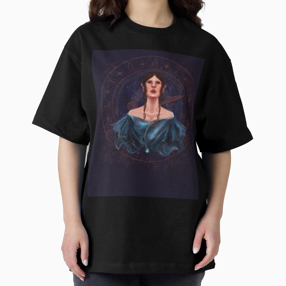 Astrology Goddess In Blue With Cosmic Clock by Monica Laipple