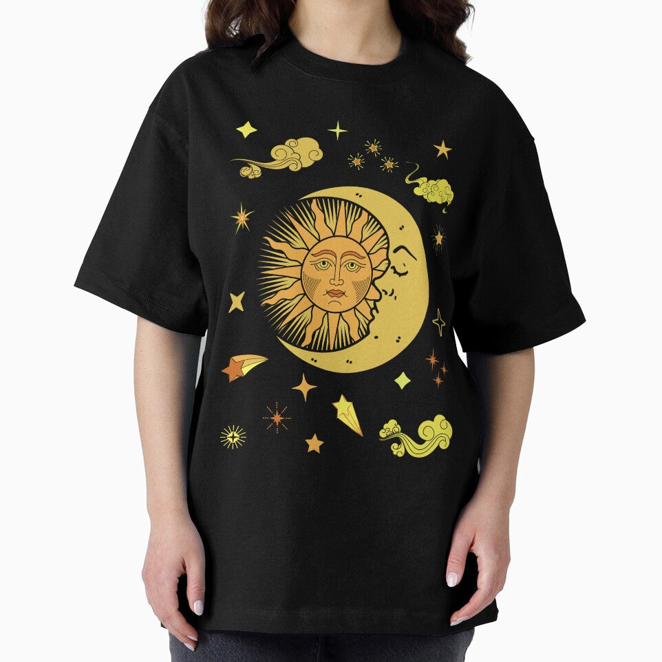 sun  and  moon celestial modern vibrant art by cutecrazytshirt
