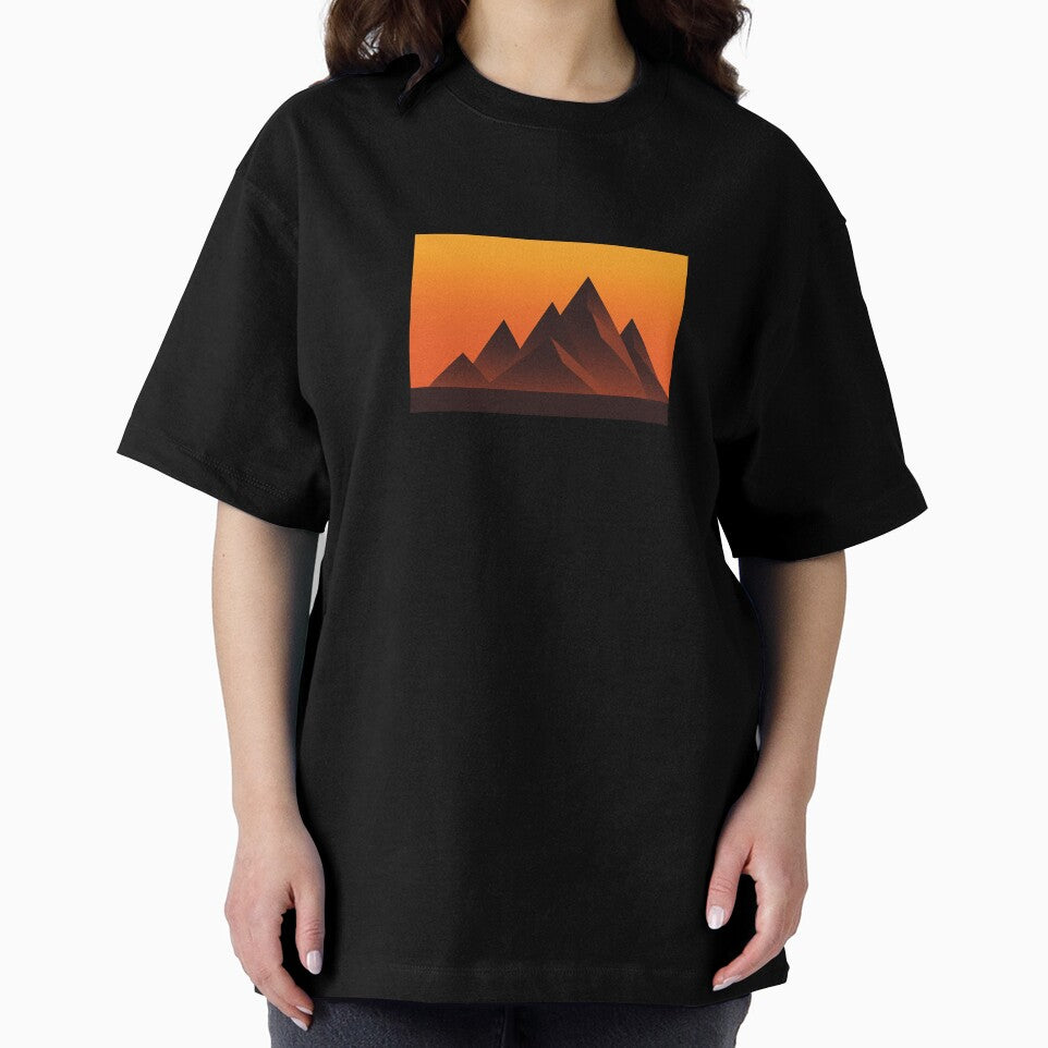 "Geometric Mountain Sunset - Minimalist Nature Art" by Striklet