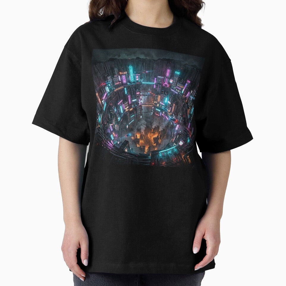 Cyberpunk Crater City Neon Dystopia by MystArt1