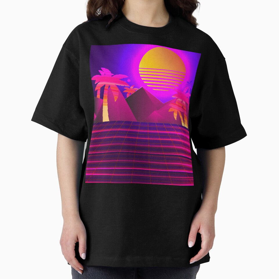 Synthwave Retro 80s & 90s Vaporwave Sunset With Palm Trees graphic by D-C-Designs