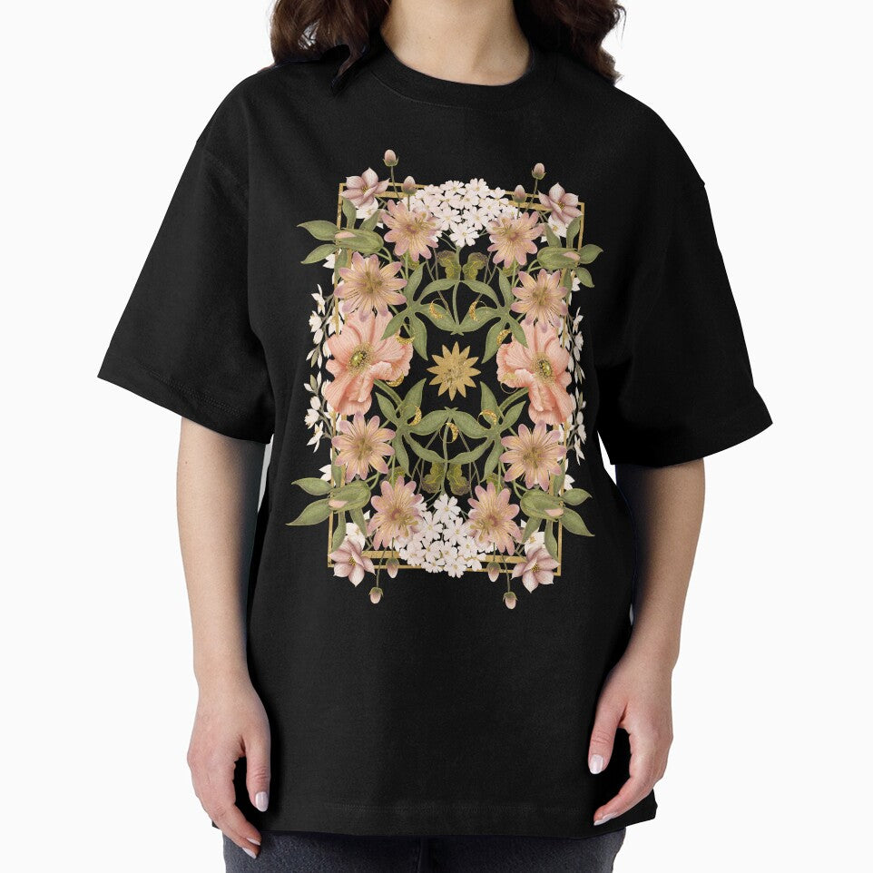 Symmetrical Dark Gothic Sun and Wildflowers Poster by Grin Katalina Floral Patterns & Cozy Art