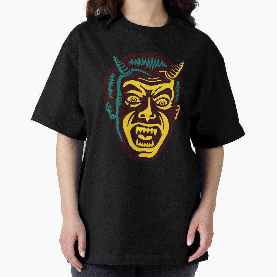 Vintage creepy, scary, horror, spooky, monster, devil face halloween by artomazo