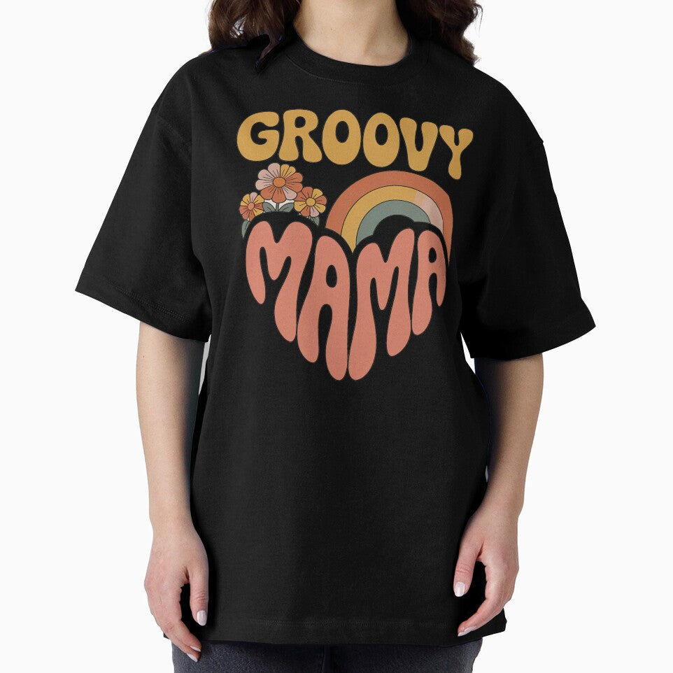 Groovy Mama, Retro Vintage Groovy Flowers and Rainbow by graphic-genie
