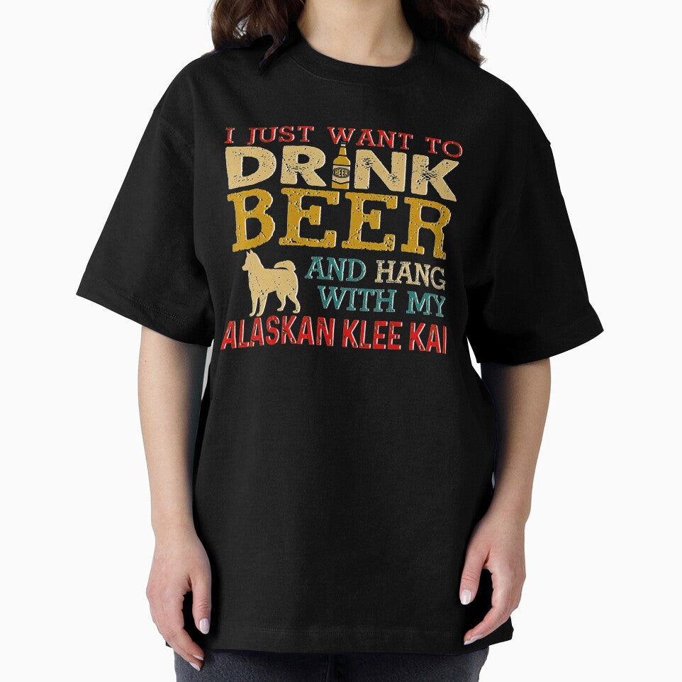 Alaskan Klee Kai Dad Drink Beer Hang With Dog Funny Vintage Tee Gift Love by BargerStore