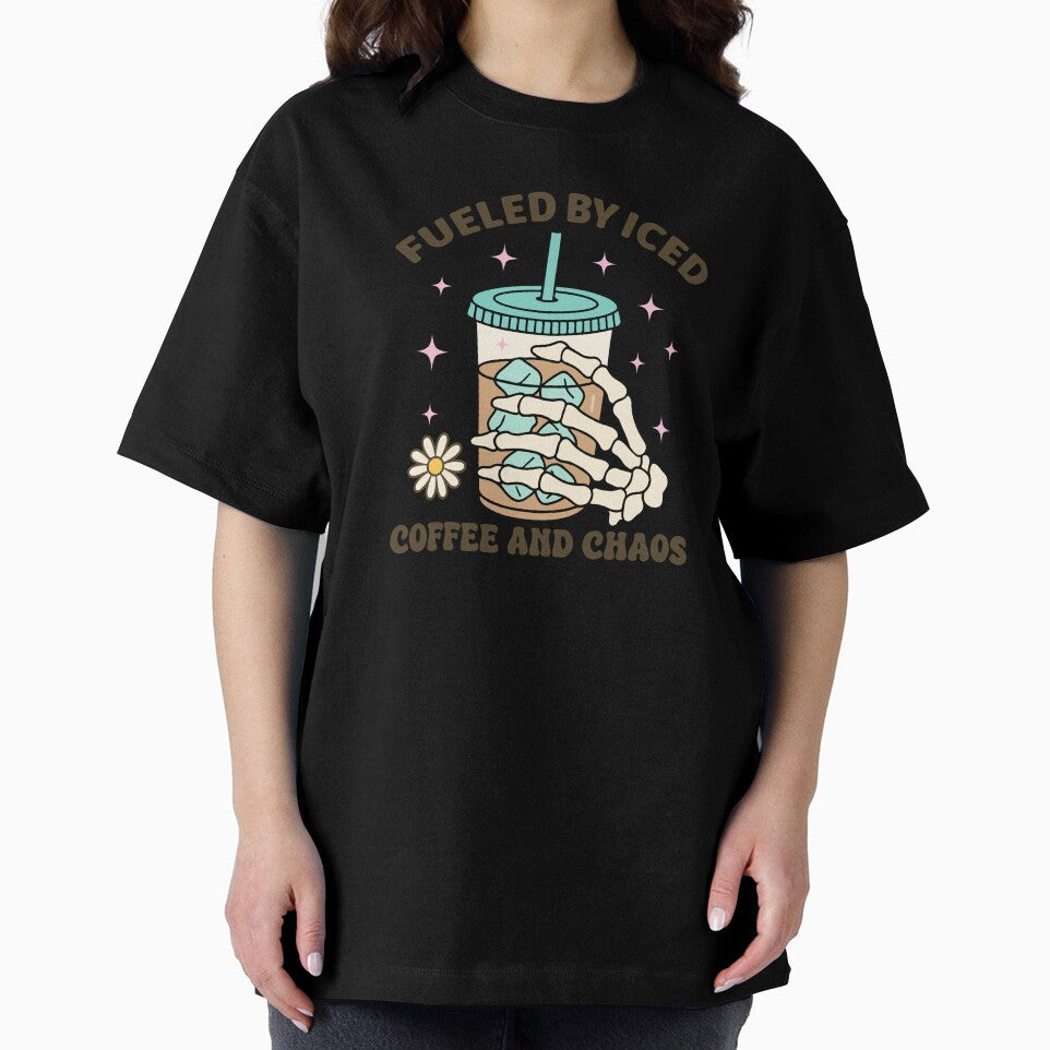 Fueled by Iced Coffee and Chaos – Funny Caffeine Lover Quote by artcultreone