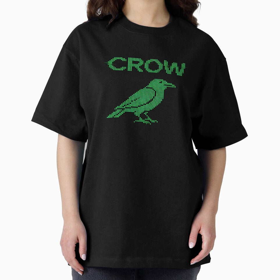 Digital Pixel Crow - Retro Green Terminal Glitch by Dakson Design - Fantasy Art