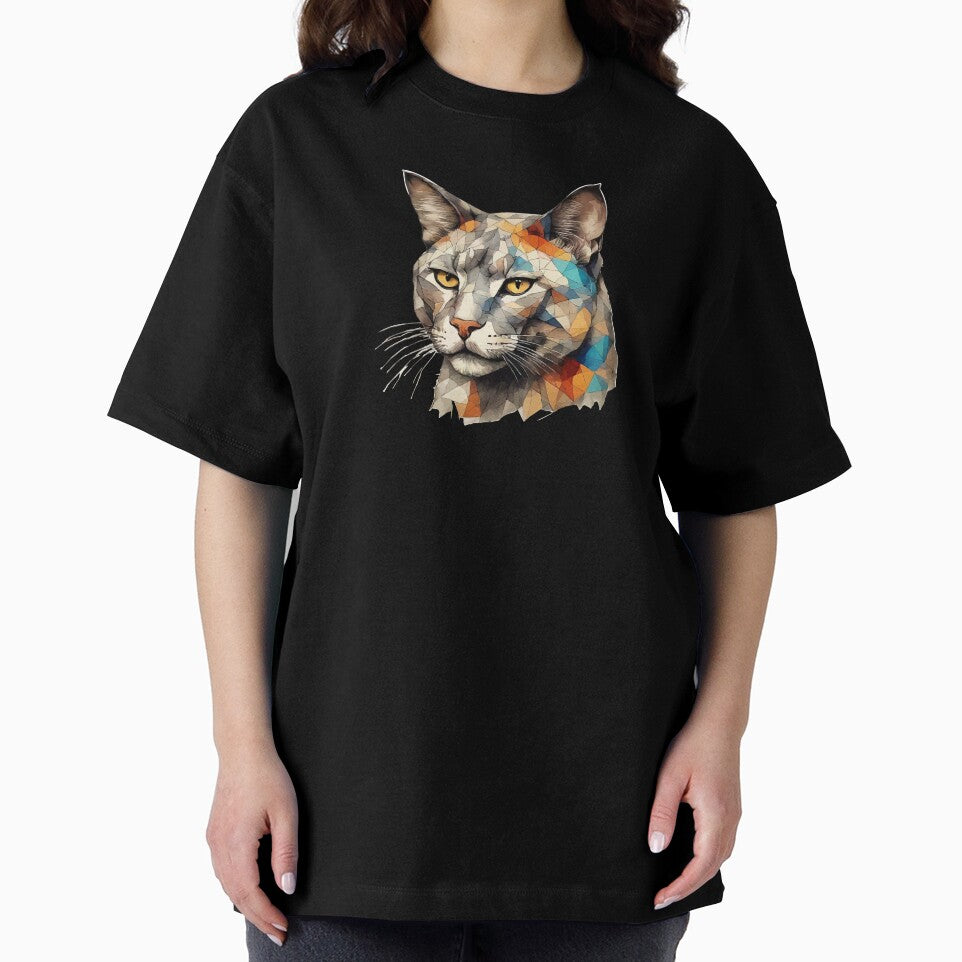 Geometric Cat Portrait - Modern Pet Art by Tklezardesigns