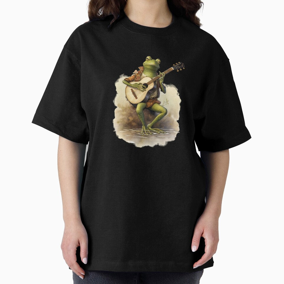 Frog playing guitar on the bank by Remek-Design