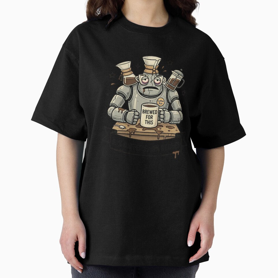Retro Robot Coffee T-Shirt - "Brewed for This" Funny Engineering Graphic by PixelsTelas