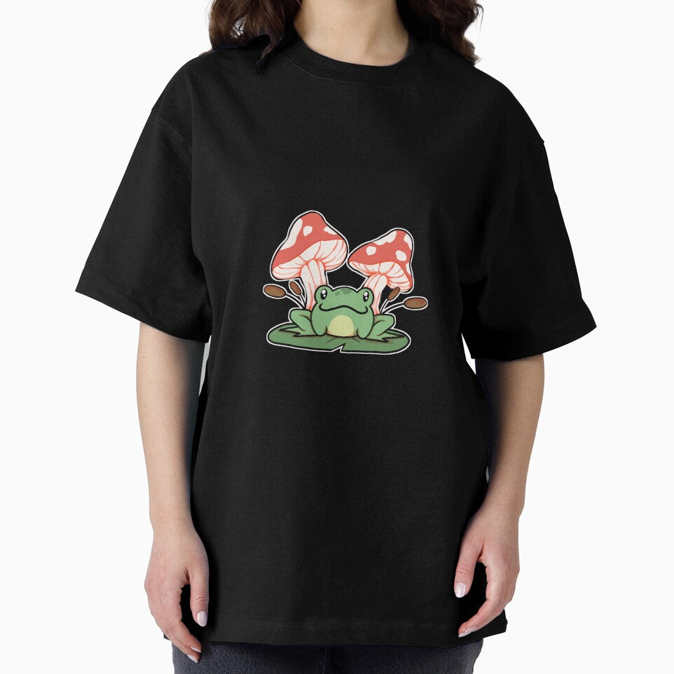 Frog on a Lily Pad with Mushrooms and Cattails by TechnoWoofArt