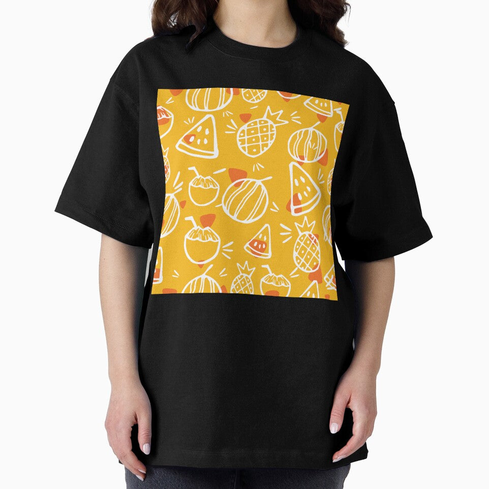 Orange Tropical Fruit Sketches Pattern by everything4eva