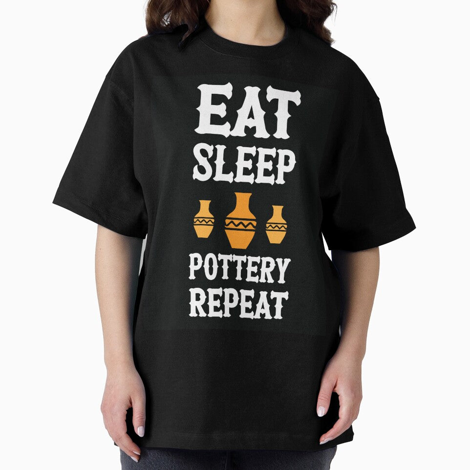 Eat Sleep Pottery Repeat White Text by ArtMeetsPizza