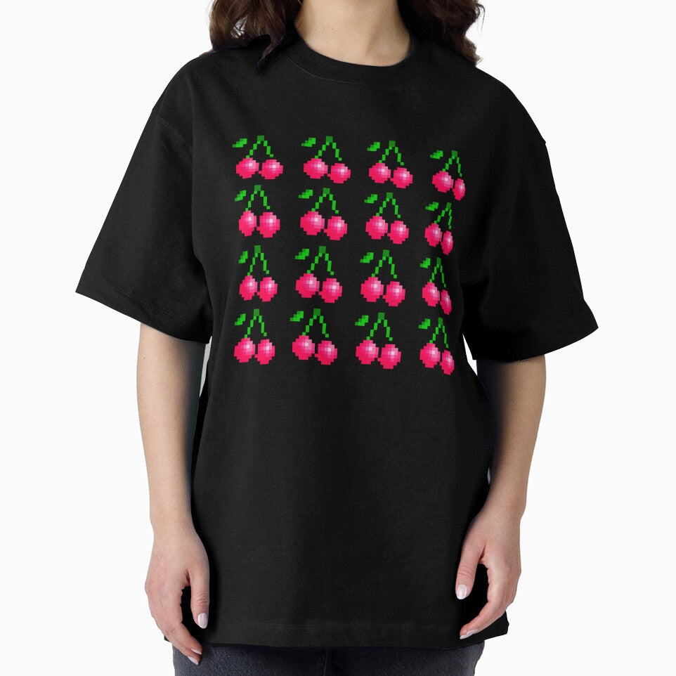 Pixel Cherry Pattern - Retro Fruit Design by RaiyaTees