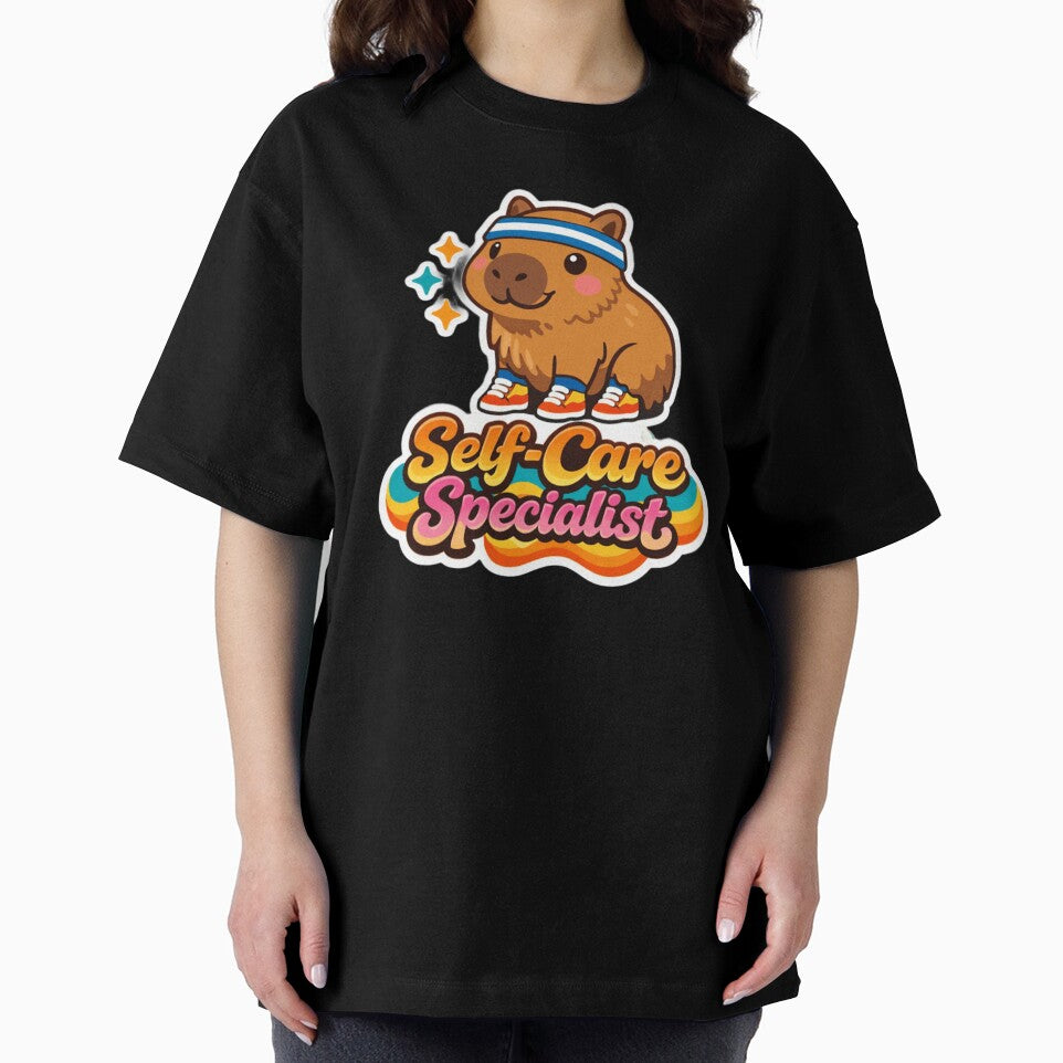 Retro Groovy Capybara Self-Care Specialist Illustration by craftedd