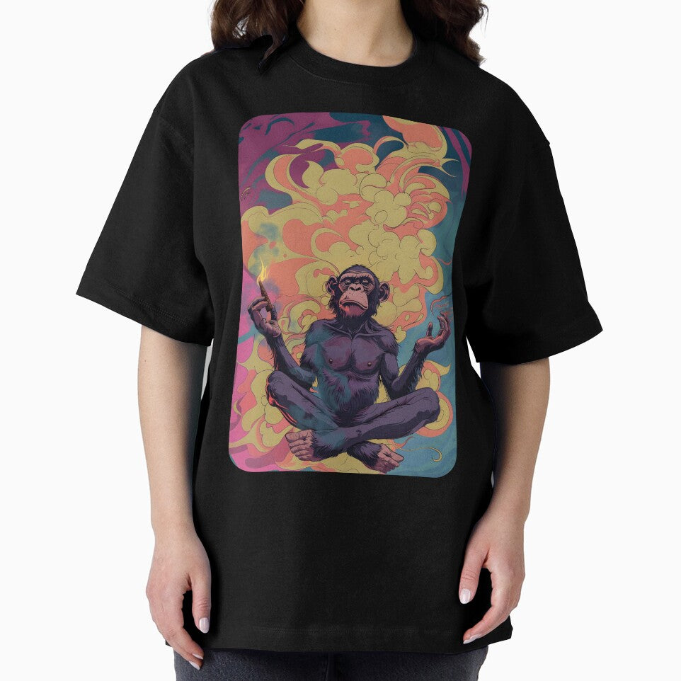 Zenned Out Meditating Ape - Holding a Joint by ManyMelany