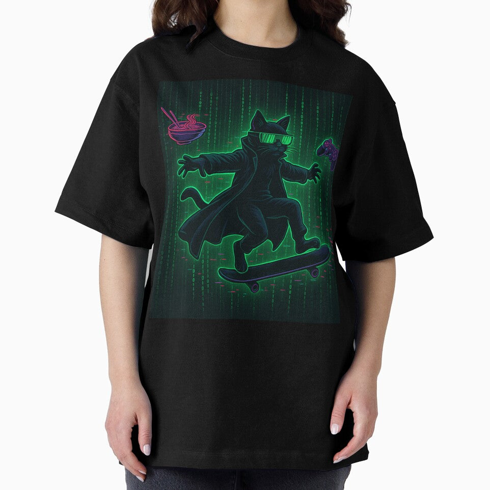 Meowtrix Reloaded – Glitch Cat in a Matrix-Inspired Cyber Aesthetic by NullandPrinted