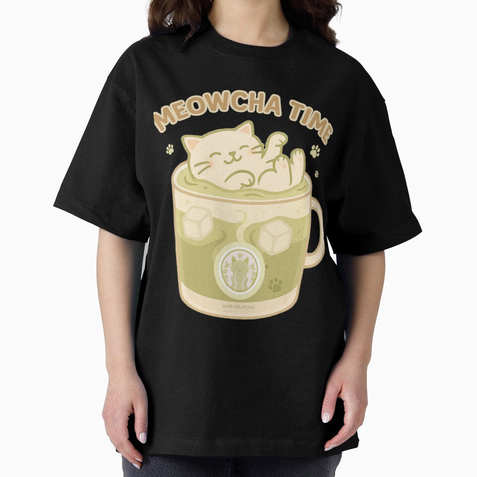 Meowcha Time – Relaxing Cat in Iced Matcha by MLynCollective