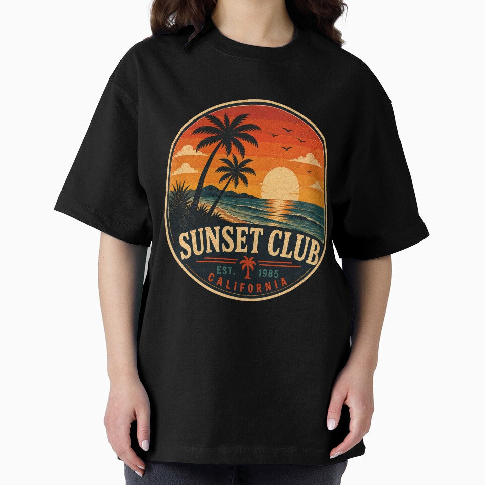 SUNSET CLUB Retro Badge – Vintage Coastal Graphic by Mac Sketches