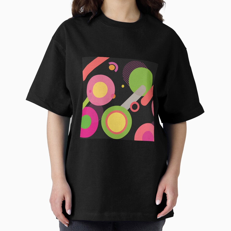 Colorful Circles and Overlapping Stripes on Black Background by SAZA CREATION 13