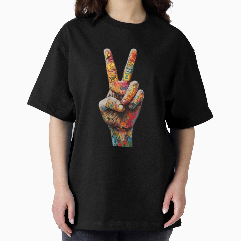 Graffiti Peace Sign Hand - Colorful Streetwear Urban Graffiti Art by gokhanuzen