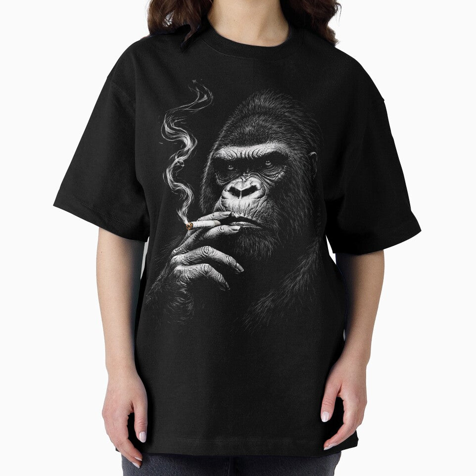 Gorilla Smoking Cigar Minimalist Design Monochromatic by BeaverFriends