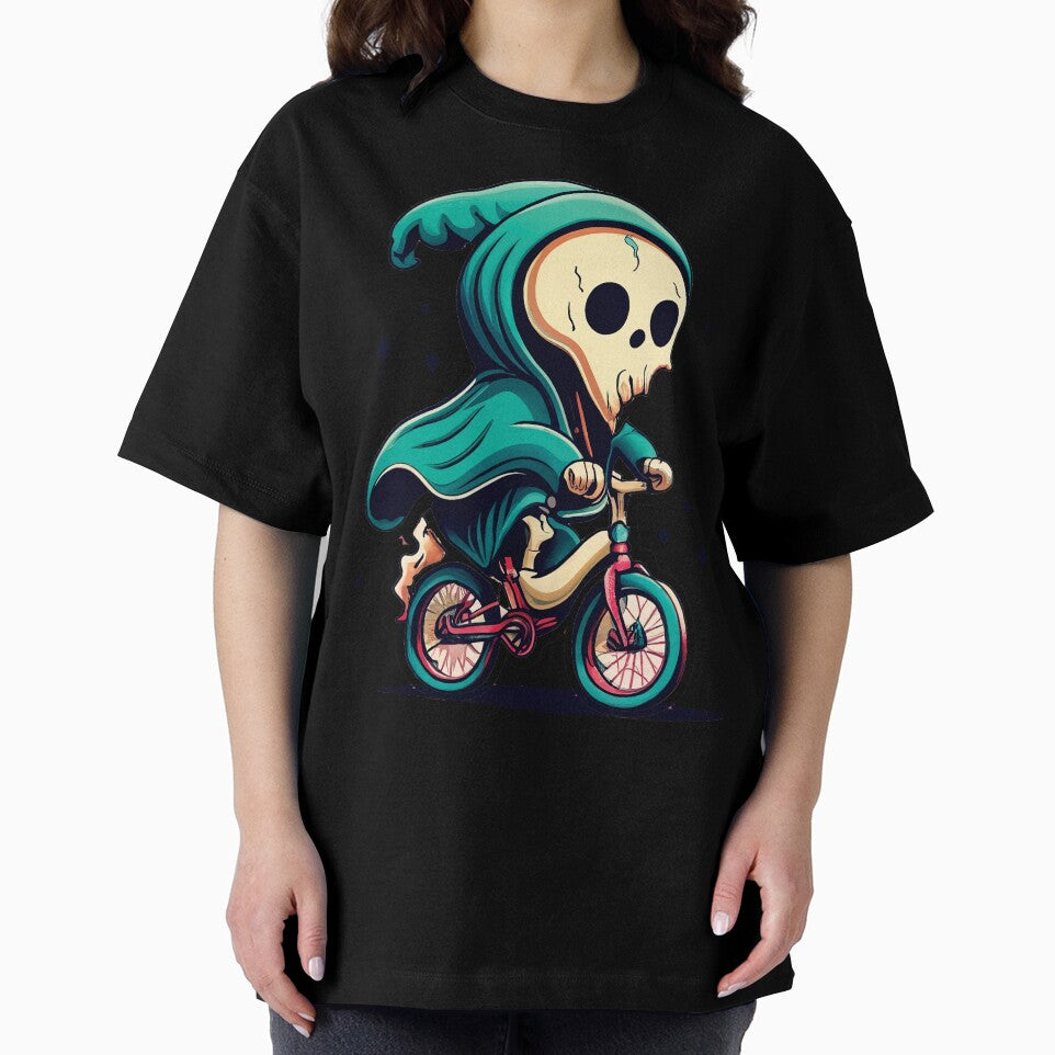 Whimsical Skeleton Bicycle Ride by VividVortexArt