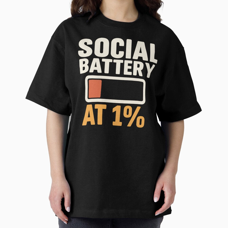 Social Battery at 1% – Introvert Low Energy Retro Internet Humor by Mad Factory Designs