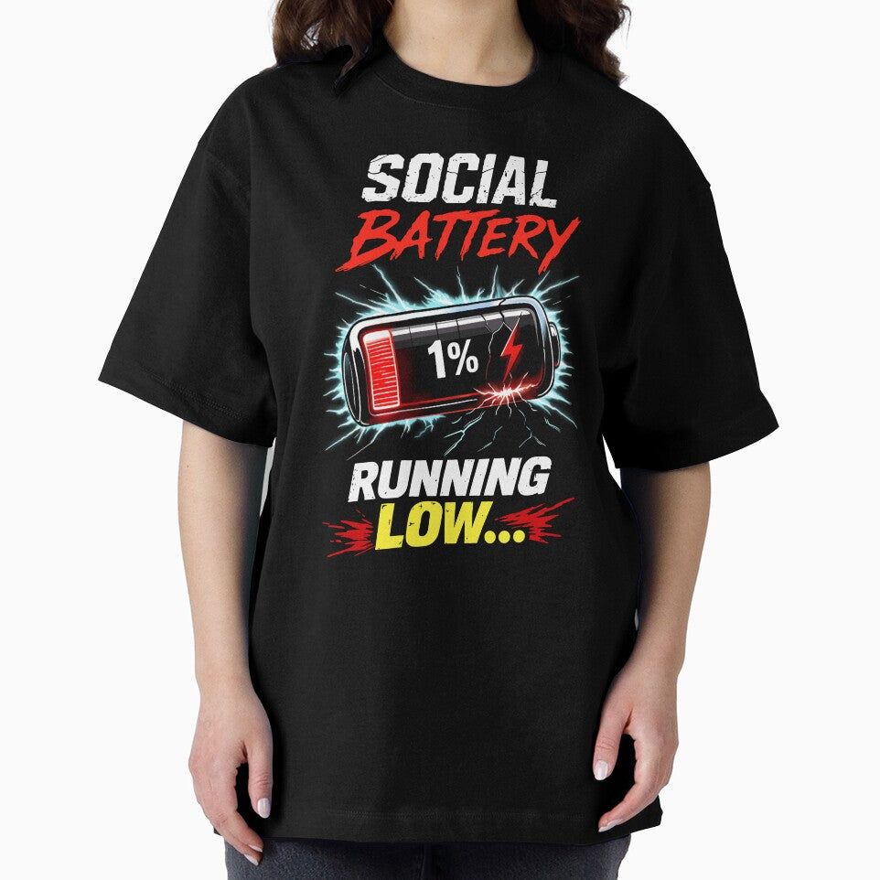 Social Battery Running Low Funny Introvert Shirt by RitaRuni1992