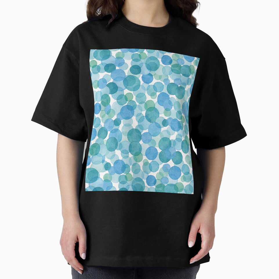 Green, Blue and Turquoise Overlapping Circles - Watercolor Pattern by AlicjaCurioseur