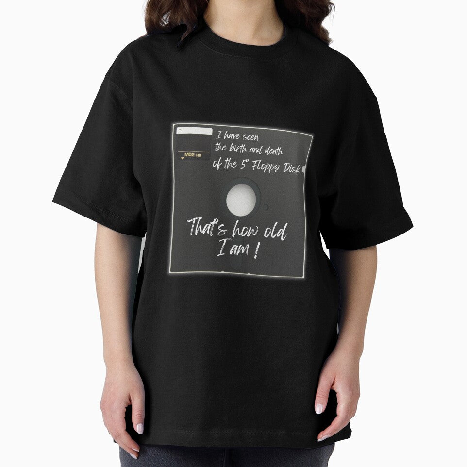 Retro Tech Enthusiast T-Shirt - Birth and Death of the 5" Floppy Disk by Reichcorp