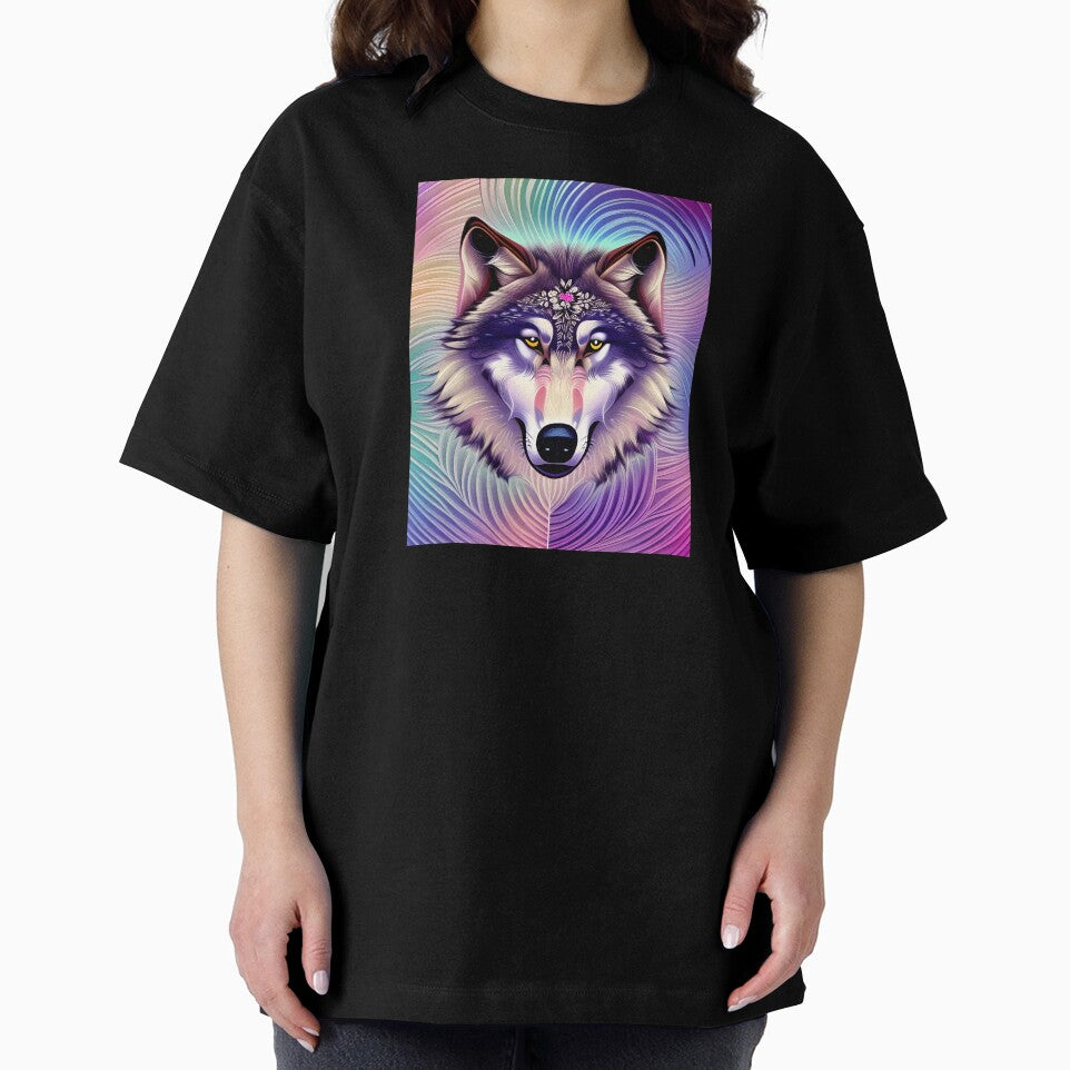 Psychedelic Pastel Wolf and Her Piercing Yellow Eyes by Stian Iversen